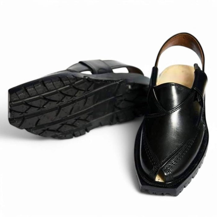 Handmade Black Norozi Chappal with Double Sole
