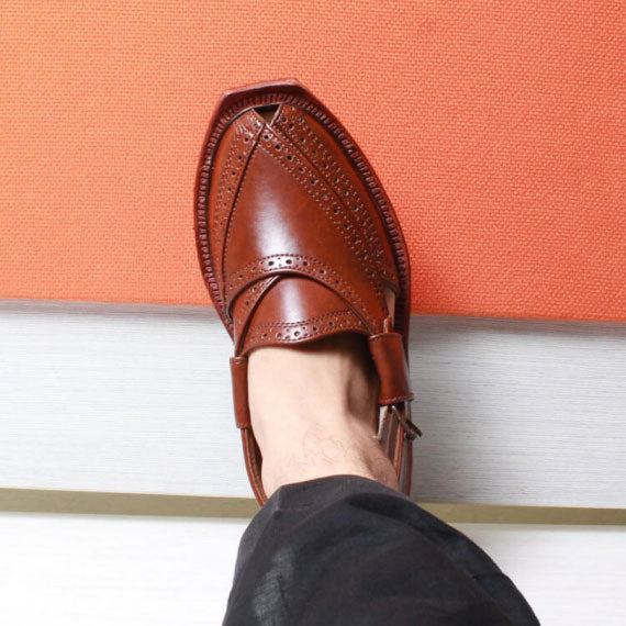 Handmade Brock Quetta Norozi Leather Chappal