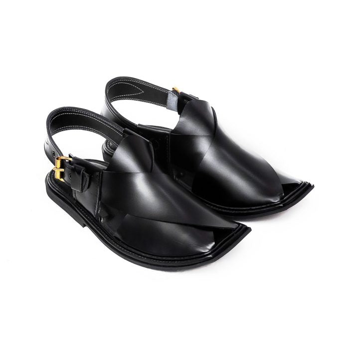 Handmade Black T Shape Charsadda Chappal
