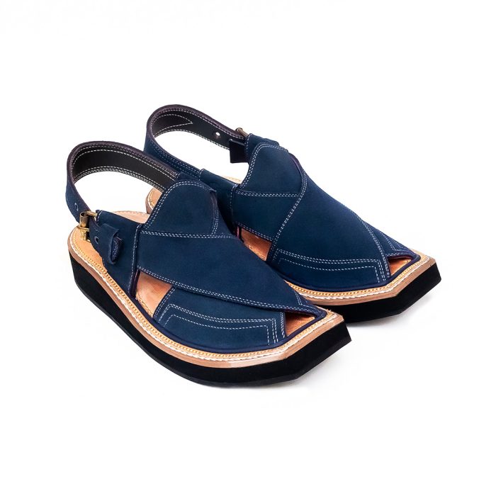 Handmade Blue Suede Kaptaan Chappal