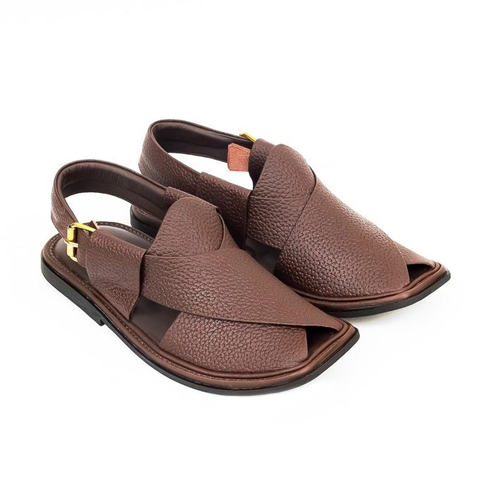 Handmade Peshawar Zalmi Chappal with Brown Doted