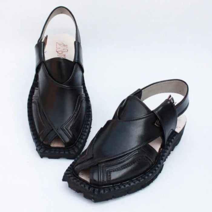 Hand Stitched Quetta Double Sole Black Norozi Chappal