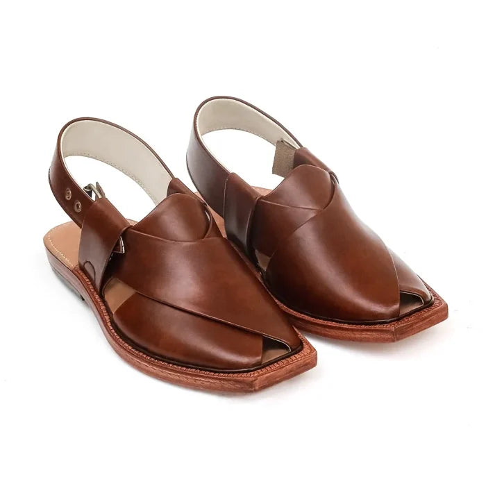Handmade Mustard Norozi Leather Chappal with Leather Sole