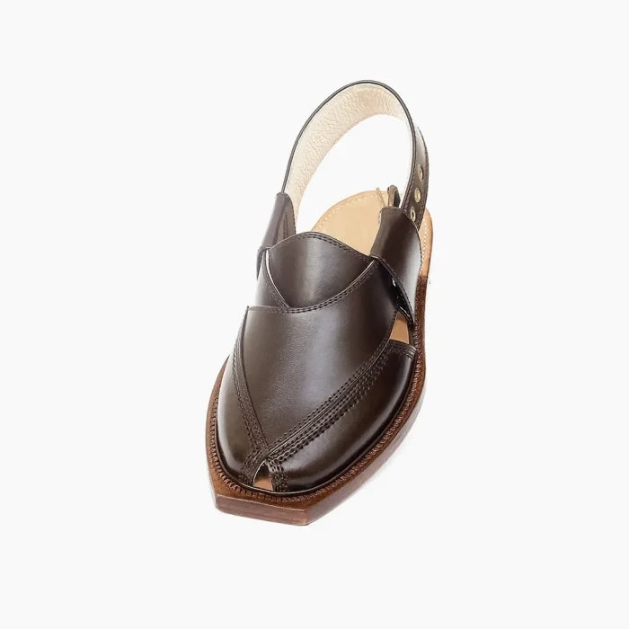 Handmade Brown Norozi Chappal With Leather Sole
