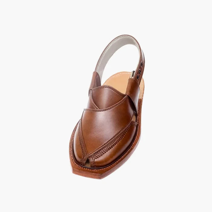 Handmade Mustard Norozi Leather Chappal With Leather Sole