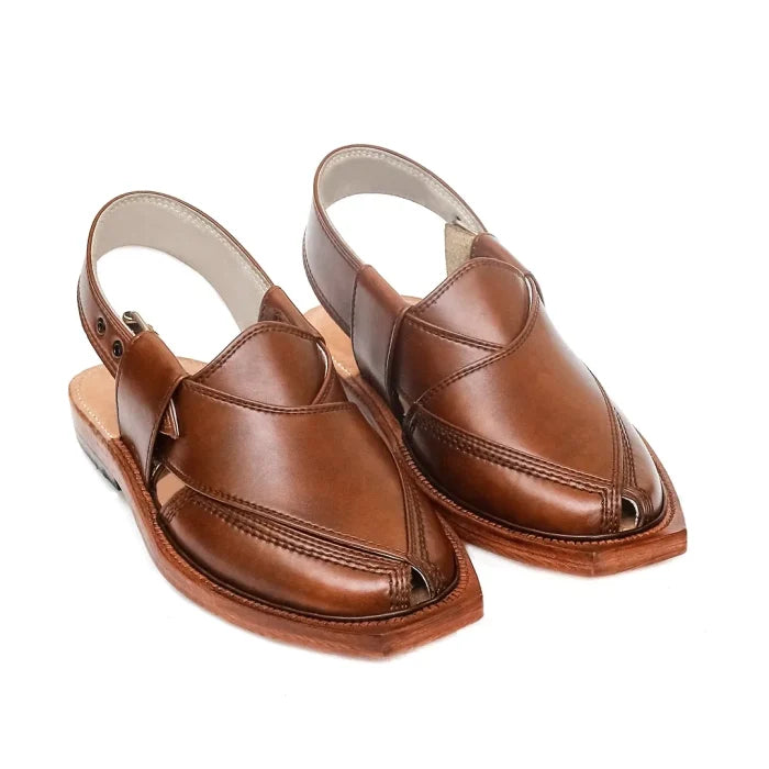 Handmade Mustard Norozi Leather Chappal With Leather Sole