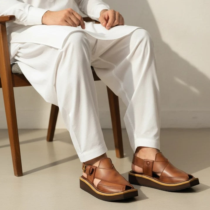 Top Quality Completely Hand Stitched Double Shade Kaptaan Chappal