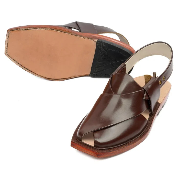 Handmade Brown Leather Norozi Chappal With Leather Sole