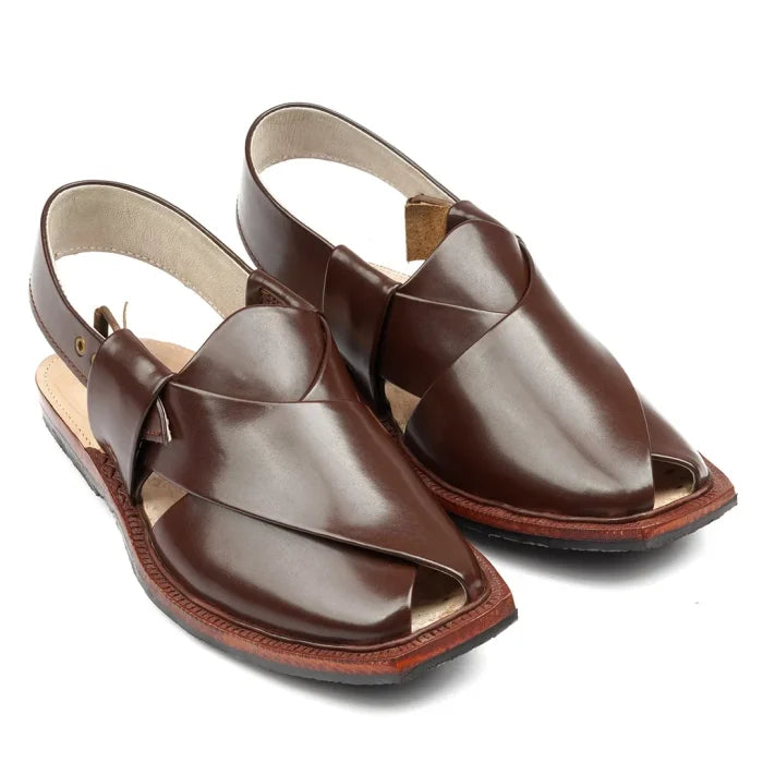 Hand Crafted Brown Shine Quetta Norozi Chappal