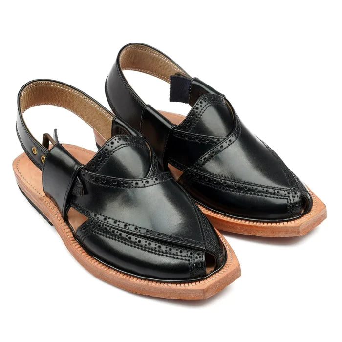 Handmade Brock Leather Quetta Norozi Chappal with Leather Sole