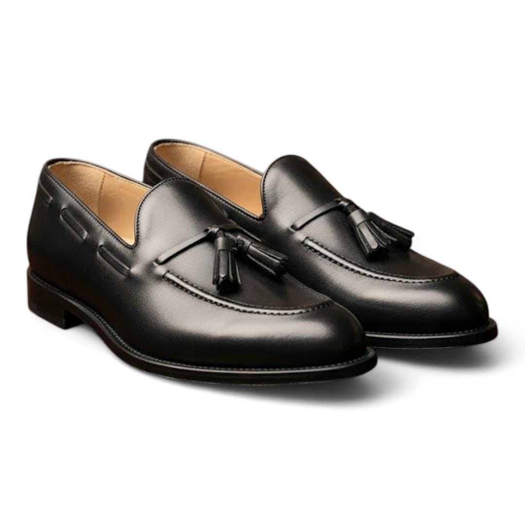 Men’s Leather Tassel Loafers with Leather Sole - 092159