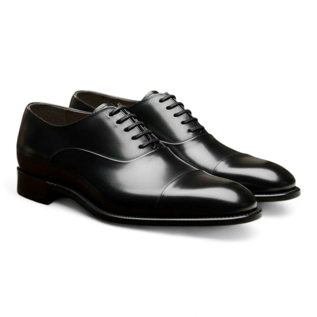 Mens Leather Oxford Dress Shoes with Closed Lacing and Leather Sole - 092161
