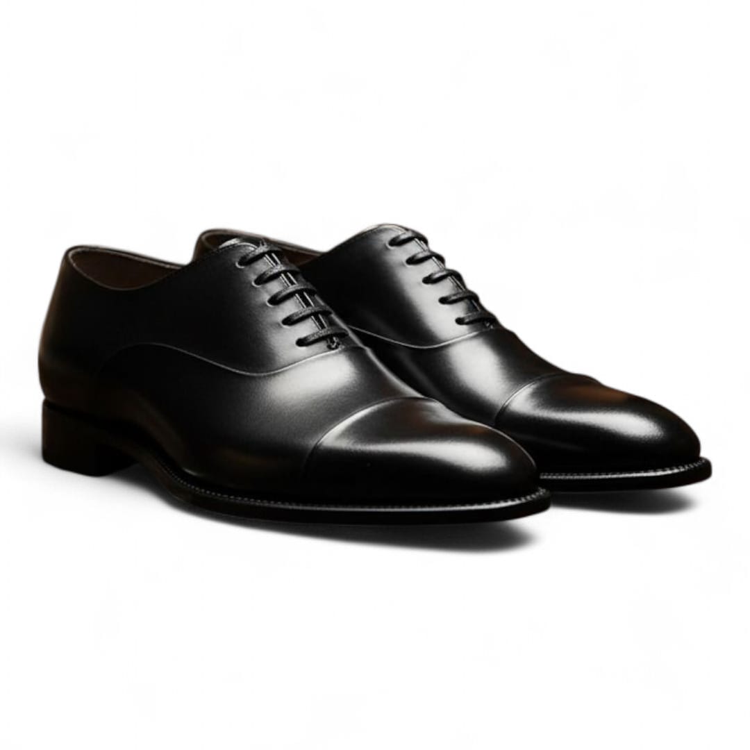 Mens Leather Oxford Dress Shoes with Closed Lacing and Leather Sole - 092161