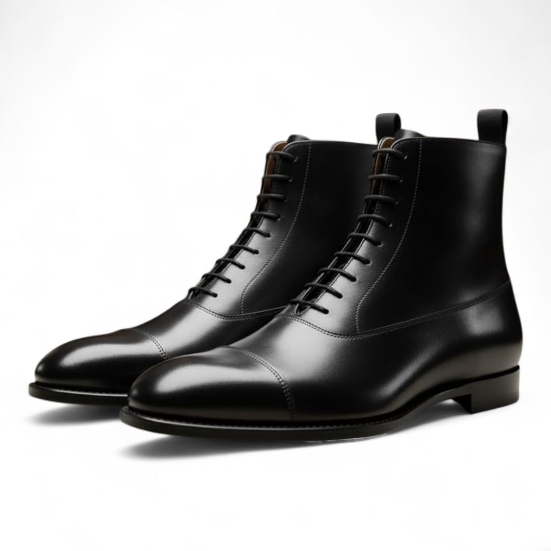 Men’s Black Handmade Leather Formal Lace-Up Ankle Boots