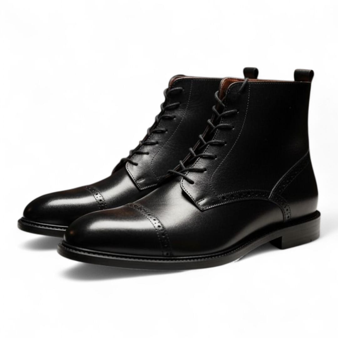 Men’s Cap Toe Oxford Dress Ankle Boots | Genuine Leather Elegance