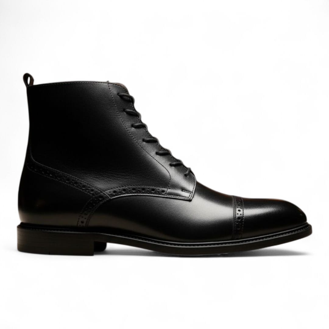 Men’s Cap Toe Oxford Dress Ankle Boots | Genuine Leather Elegance