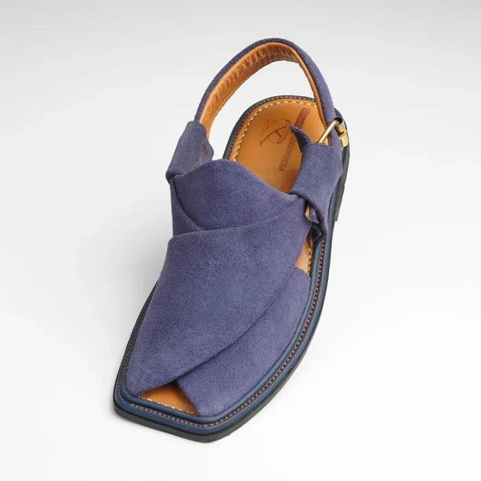 Handmade Suede Traditional Blue Peshawar Zalmi Chappal