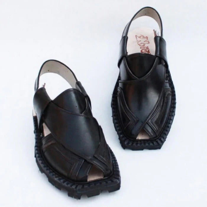 Hand Stitched Quetta Double Sole Black Norozi Chappal – 092189