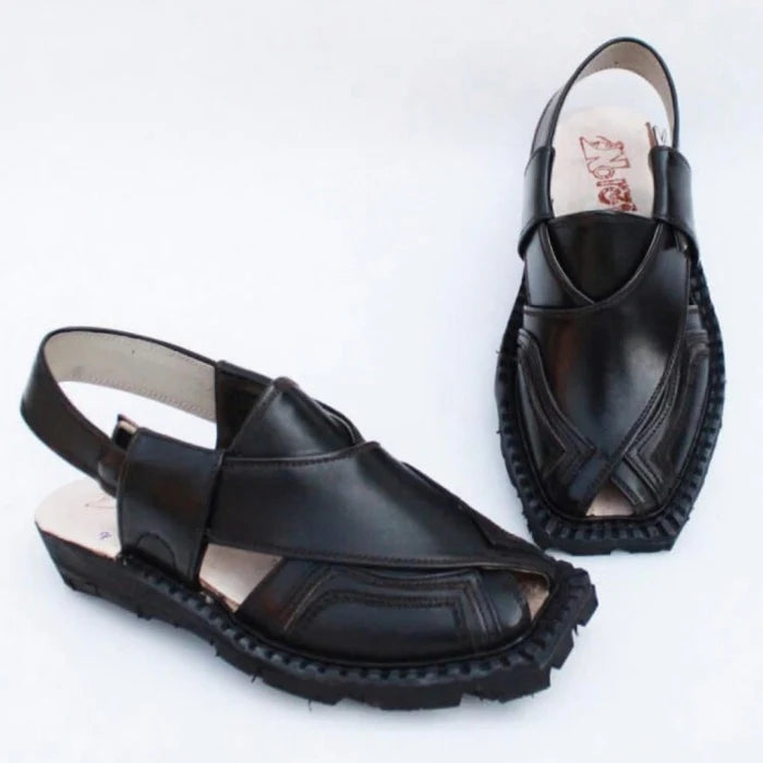 Hand Stitched Quetta Double Sole Black Norozi Chappal – 092189