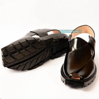 High Lustre Black Quetta Norozi Chappal 