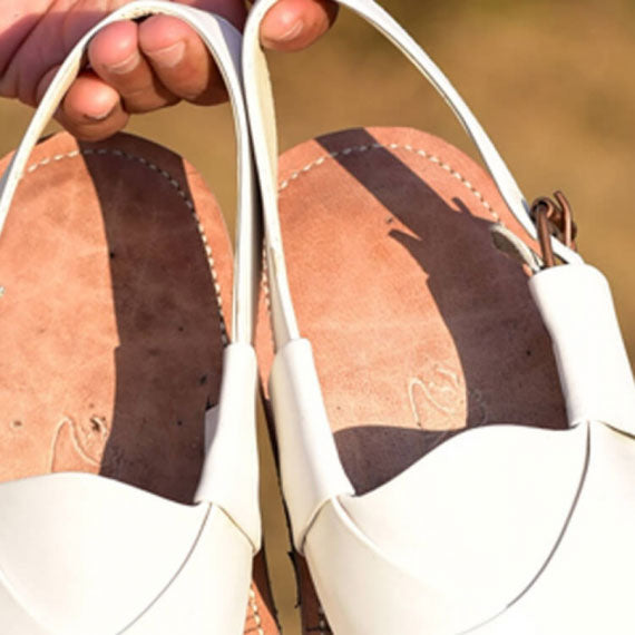 Handmade White Norozi Chappal with Double Sole – 092338