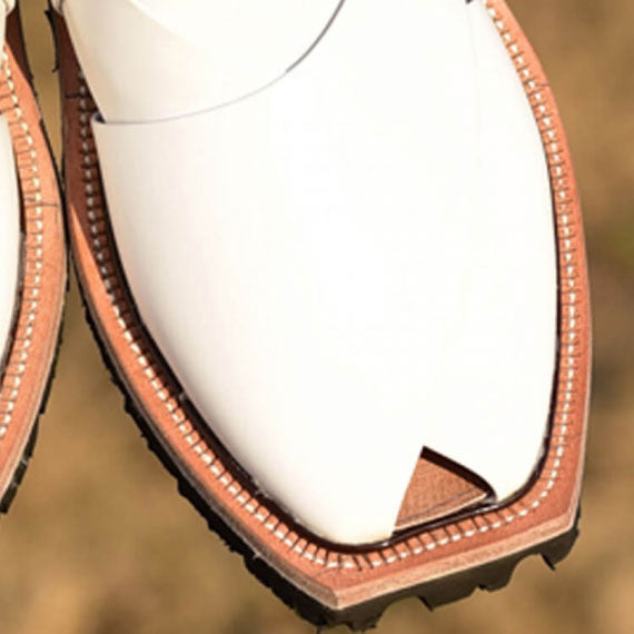 Handmade White Norozi Chappal with Double Sole – 092338