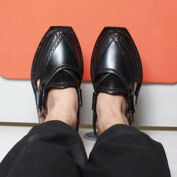 Handmade Brock Quetta Norozi Leather Chappal – 09235