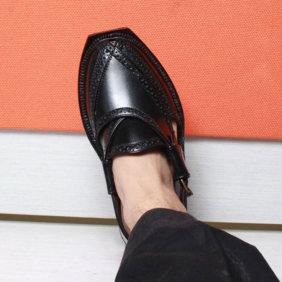 Handmade Brock Quetta Norozi Leather Chappal – 09235