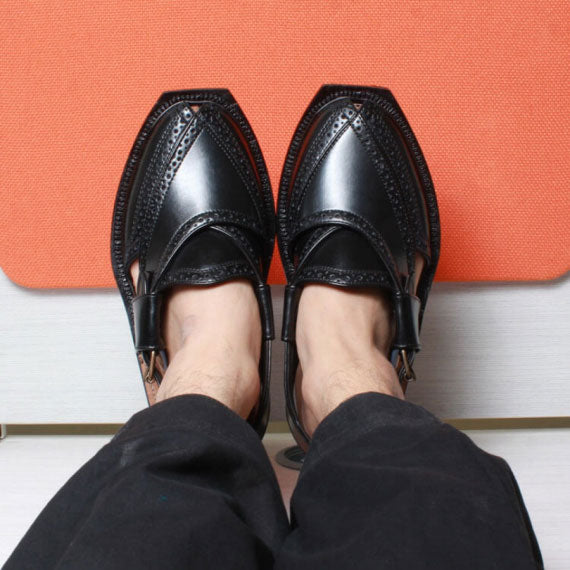 Handmade Brock Quetta Norozi Leather Chappal – 09235