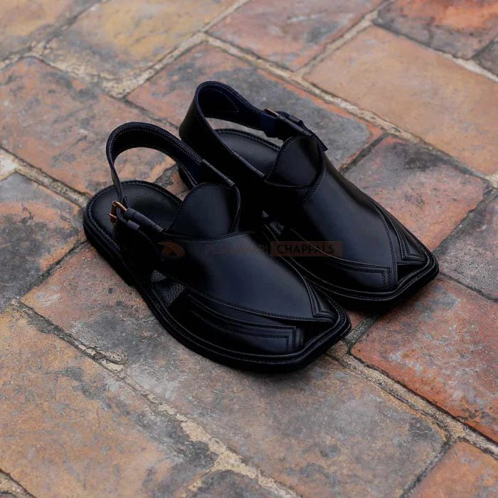 Handmade Signature Black Peshawari Chappal – 09215