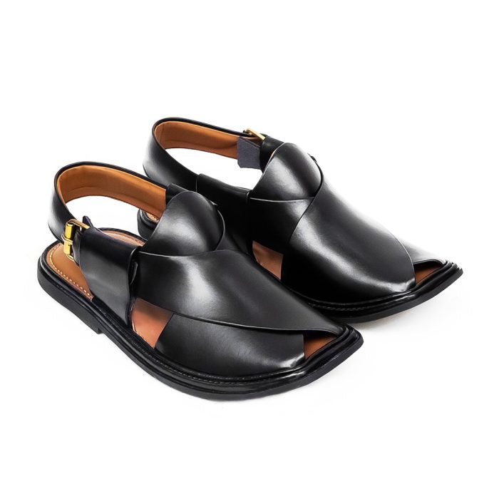 Black Round Shape Zalmi Chappal – 09294