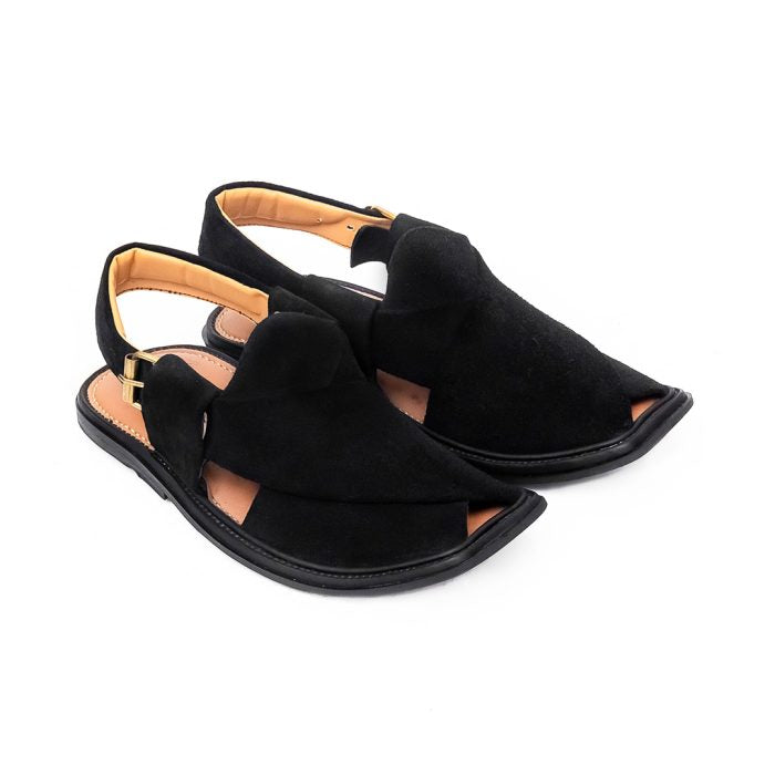 Suede Traditional Black Peshawar Zalmi Chappal 