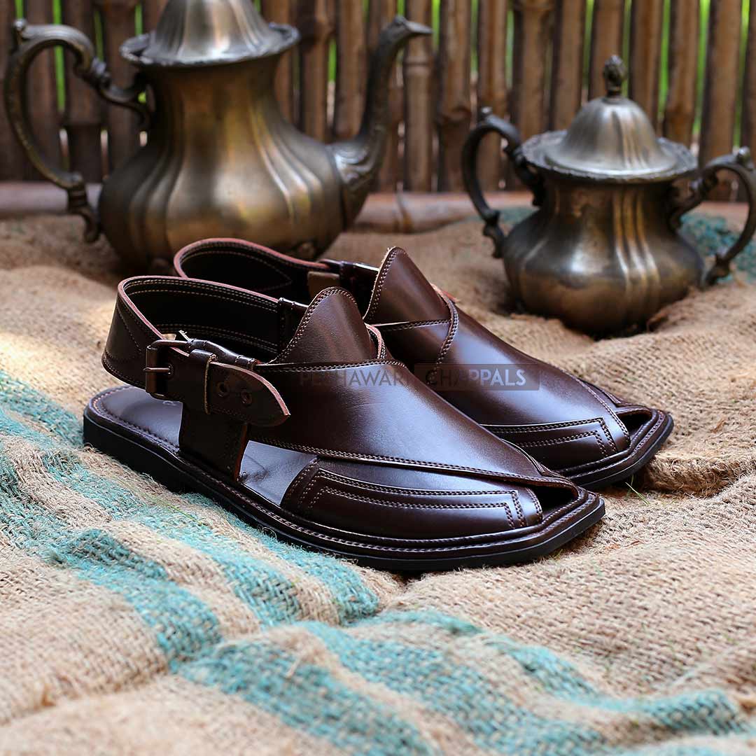 Handmade Signature Brown Peshawari Chappal 