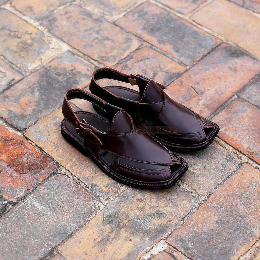 Handmade Signature Brown Peshawari Chappal 