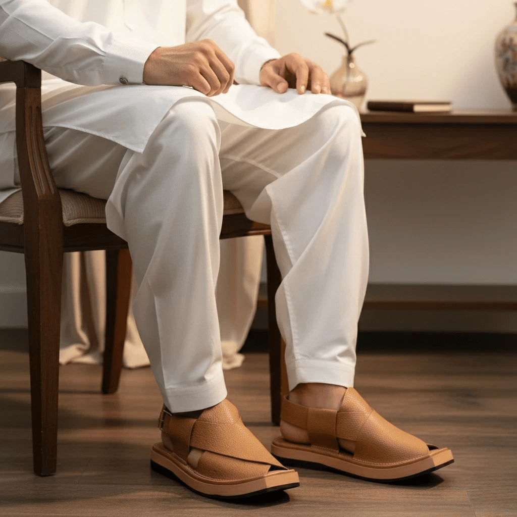 Kaptaan Chappal with Mustard Doted