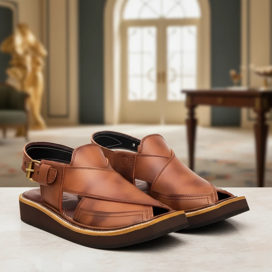 Top Quality Completely Hand Stitched Double Shade Kaptaan Chappal