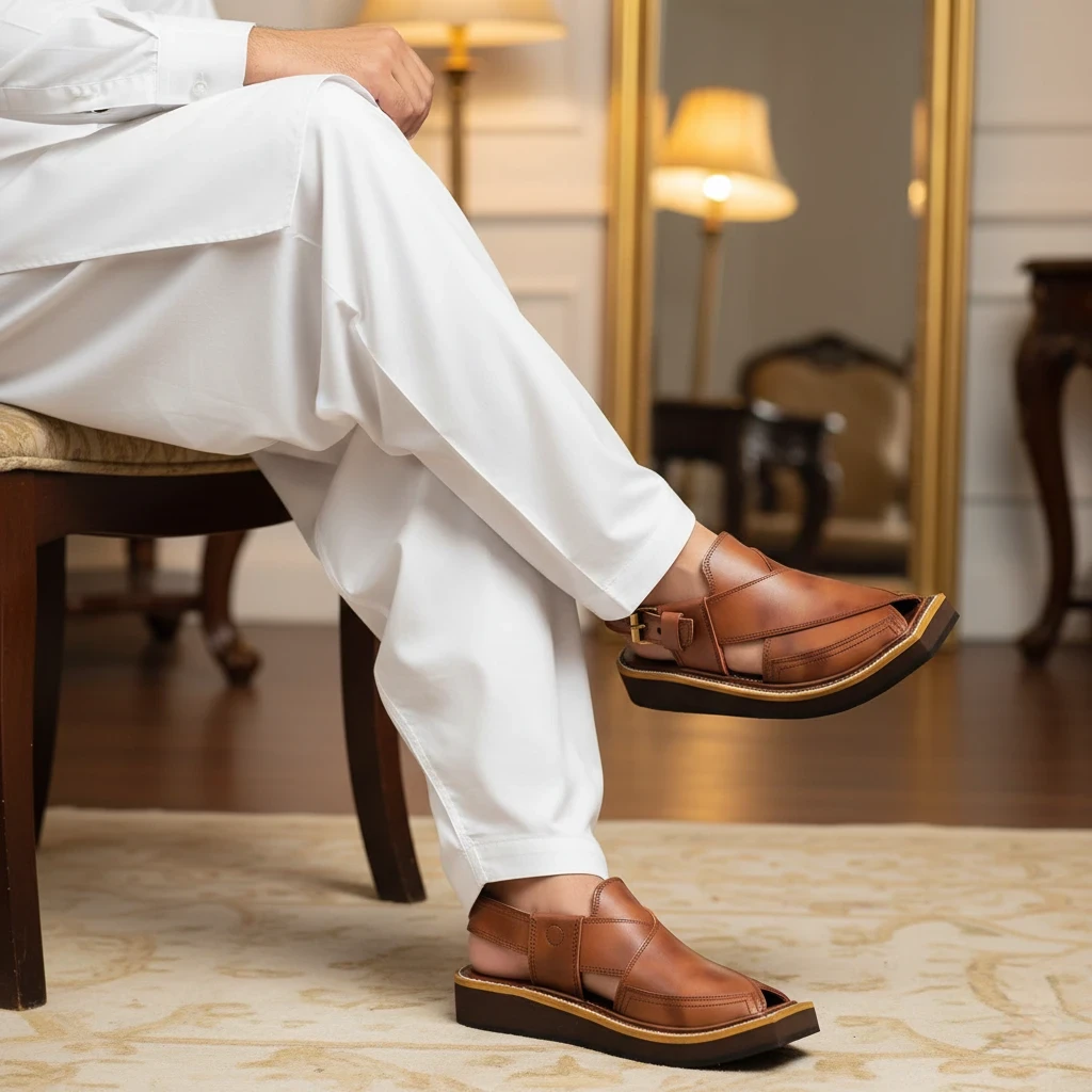 Top Quality Completely Hand Stitched Double Shade Kaptaan Chappal – 09281