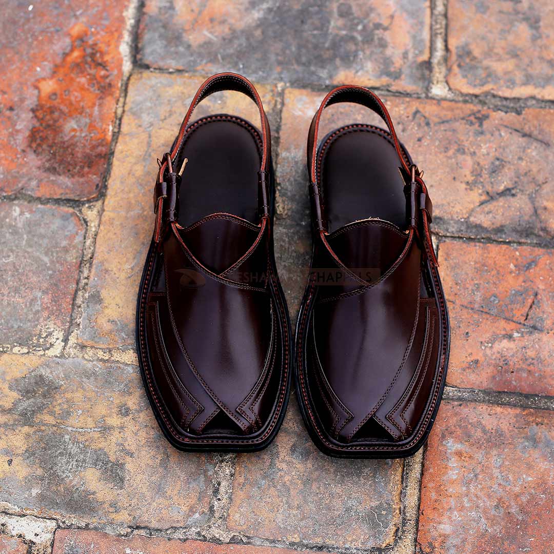 Handmade Signature Brown Peshawari Chappal 