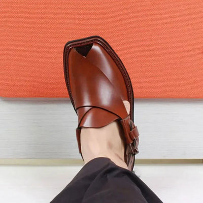 Handmade Mustard Charsadda Chappal with Single Sole – 09240