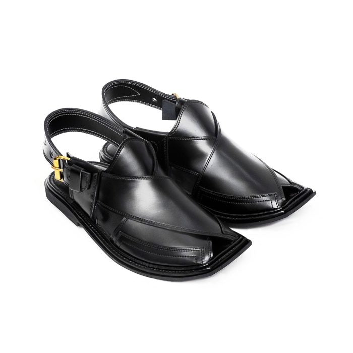 Handmade Black Leather Charsadda Chappal – 092215