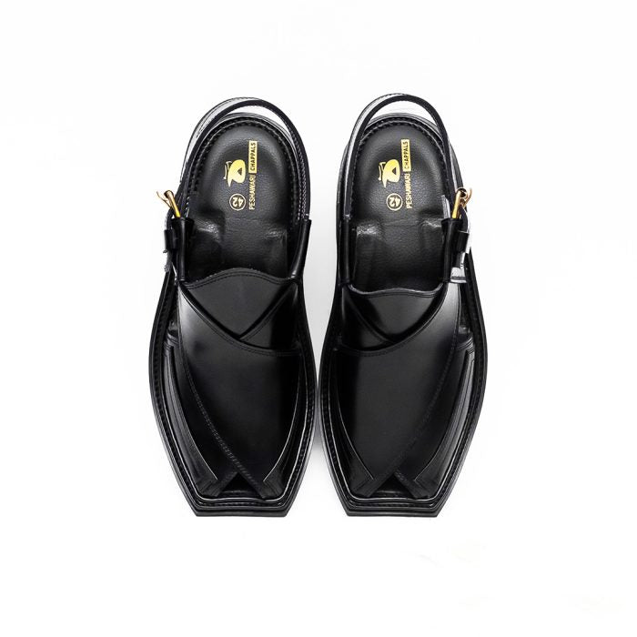 Handmade Black Leather Charsadda Chappal – 092215