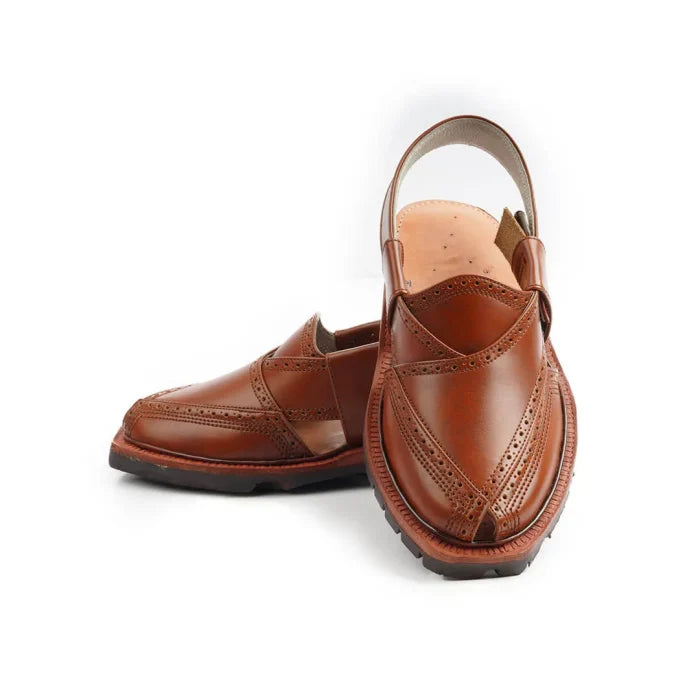 Handmade Mustard Brock Quetta Norozi Leather Chappal 