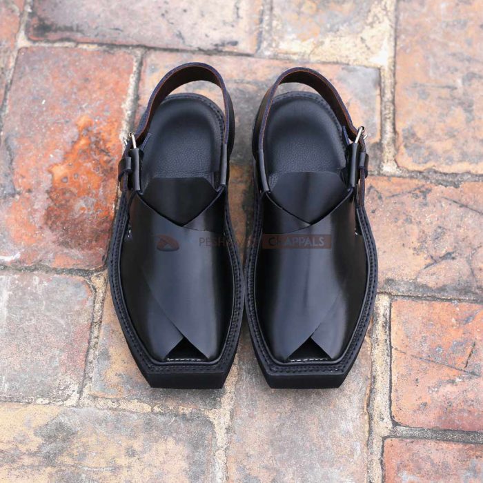 Handmade Black Leather Kaptaan Chappal 