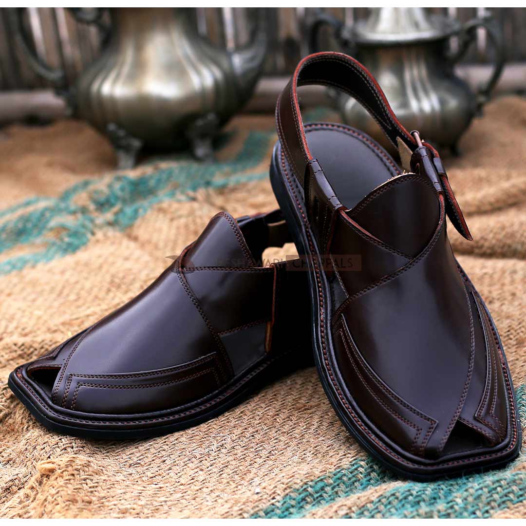 Handmade Signature Brown Peshawari Chappal 