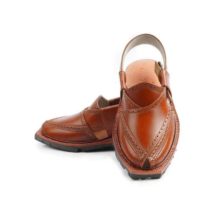 Handmade Mustard Brock Quetta Norozi Leather Chappal – 09222