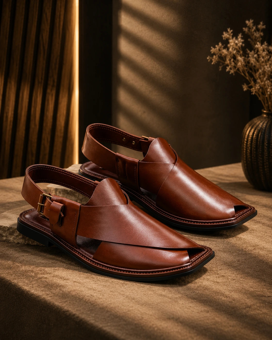 Handmade Mustard Charsadda Chappal with Single Sole