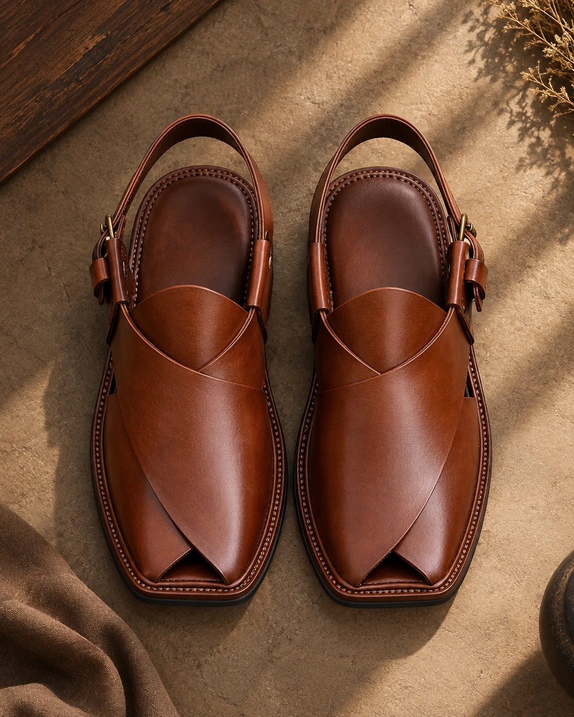 Handmade Mustard Charsadda Chappal with Single Sole