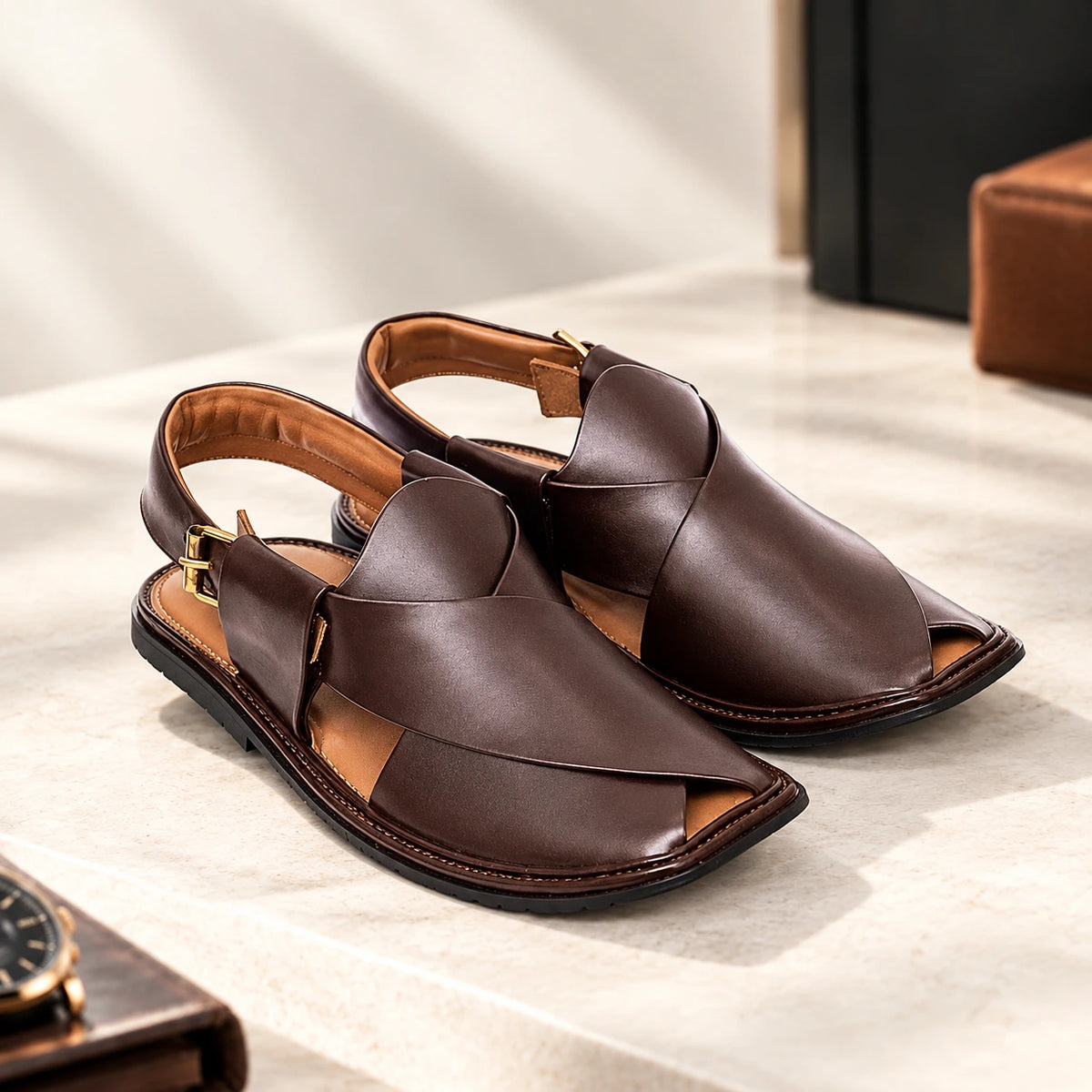 Brown Round Shape Peshawar Zalmi Chappal