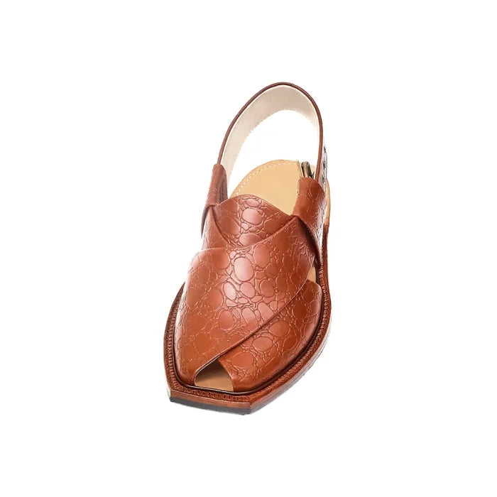 Handmade Printed Mustard Norozi Chappal With Single Sole
