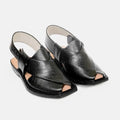 Black Printed Leather Quetta Norozi Chappal 